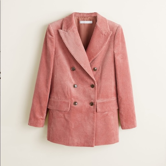 Mango Pink Corduroy Structured Blazer 